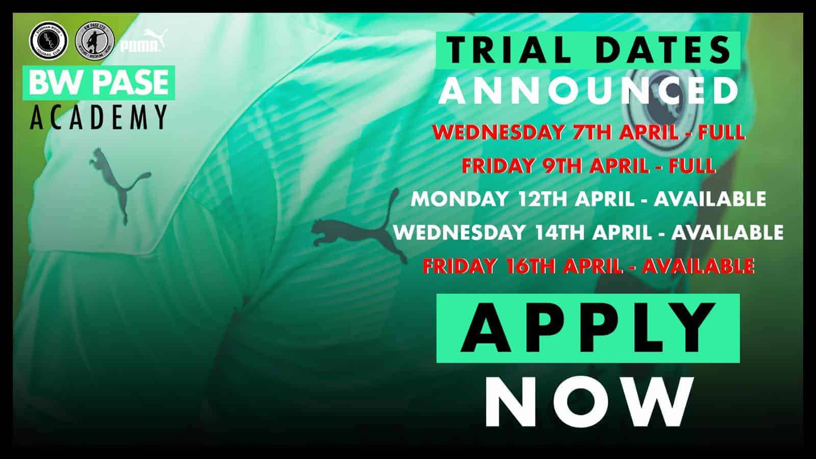 LESS THAN 30 SPACES REMAIN FOR EASTER ACADEMY TRIALS