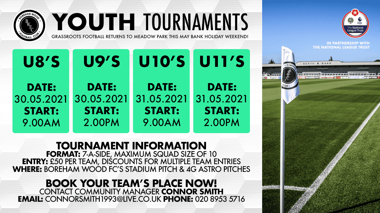 GRASSROOTS FOOTBALL RETURNS TO MEADOW PARK THIS MAY WITH OUR ANNUAL YOUTH TOURNAMENTS