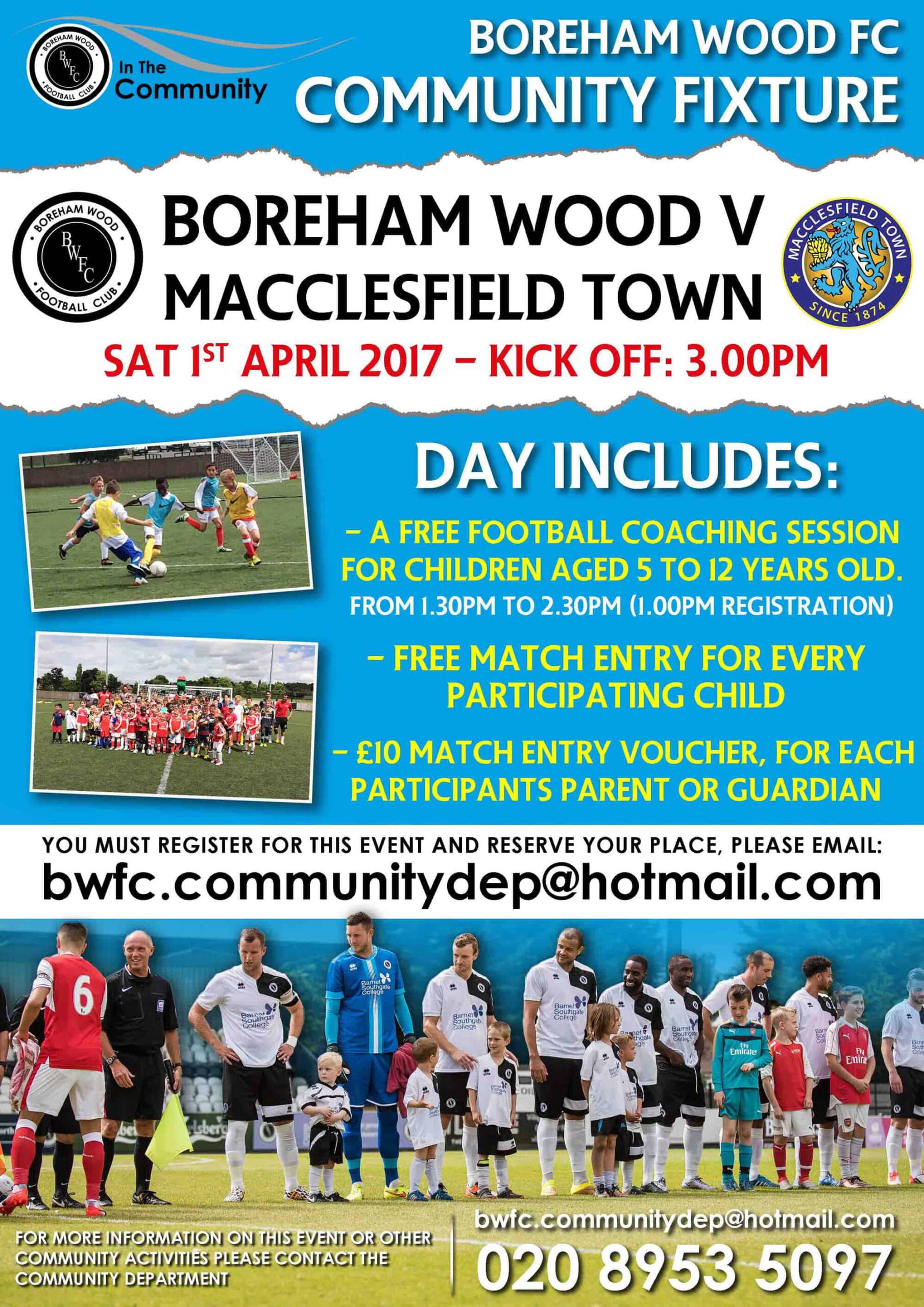 COMMUNITY DAY ON SAT 1st APRIL V MACCLESFIELD TOWN