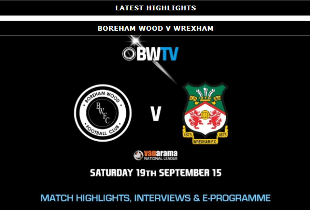 HIGHLIGHTS: BOREHAM WOOD VS WREXHAM