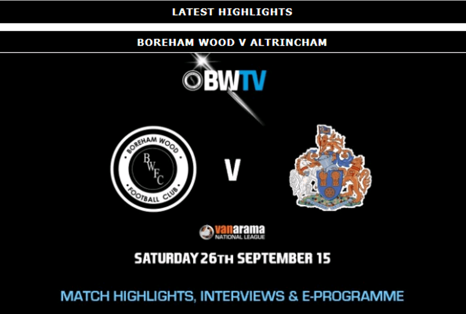 HIGHLIGHTS: BOREHAM WOOD VS ALTRINCHAM