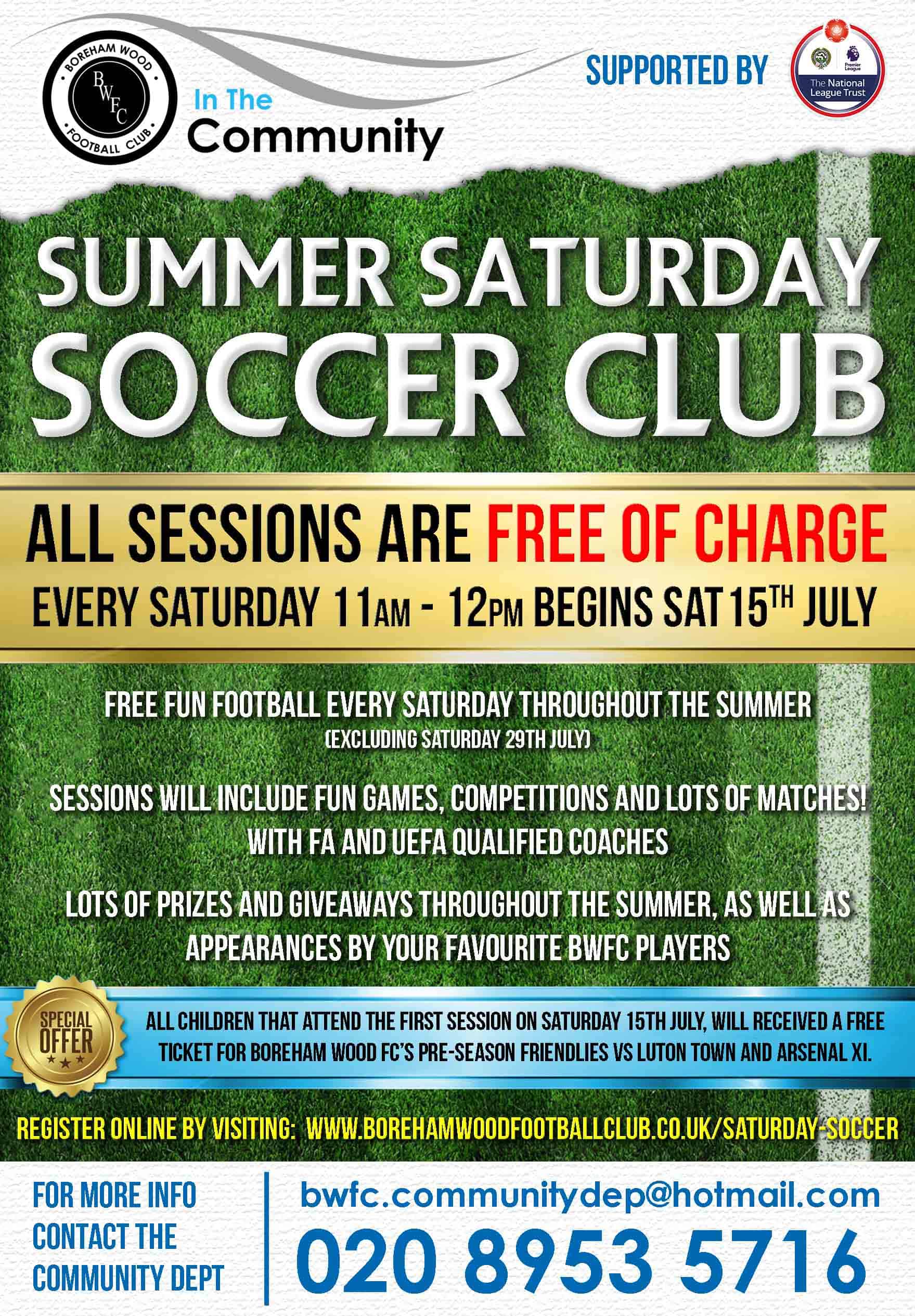 FREE SUMMER SATURDAY SOCCER CLUB