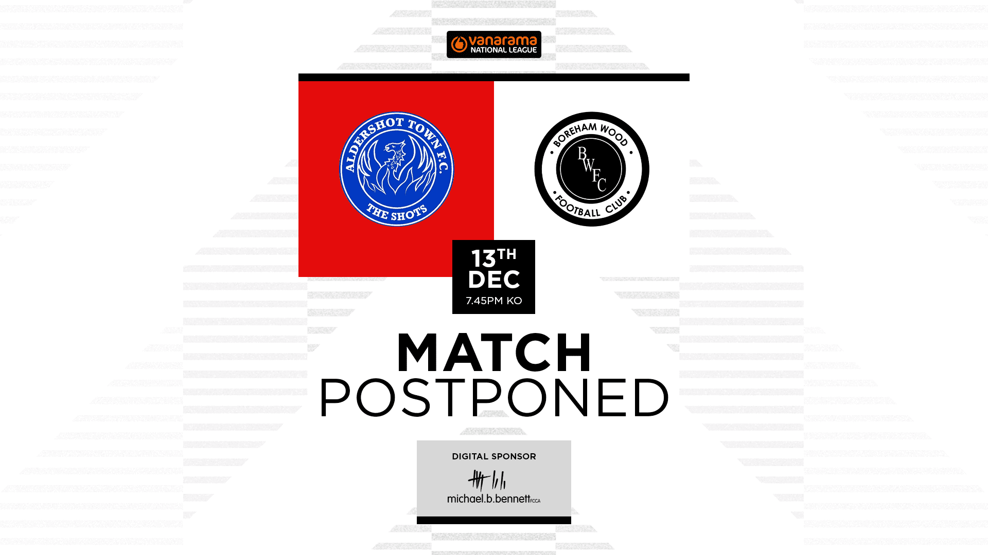 GAME OFF: ALDERSHOT TOWN (A)